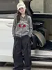 Suéter cárdigan nuevo estilo otoño e invierno para niñas mayores, suéter de cereza para niños, suéter tejido elegante para niñas