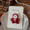 Nuevo Pasador Rojo de Dibujos Animados Estilo Coreano Hecho a Mano en Tela Pinza Lateral para Flequillo Infantil Pinza Dulce para Separar el Cabello para Niñas
