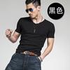 Uma geração de camiseta de manga curta gola redonda camiseta branca pura slim cor sólida base meia manga verão roupas masculinas