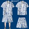 Traje de Camisa de Playa de Manga Corta de Verano para Hombre Vacaciones de Viaje en Sanya Ropa de Tallas Grandes Ropa de Viaje a la Orilla del Mar Ropa de Verano