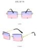 Gafas de Sol de Moda Europea y Americana Gafas de Sol Sin Montura con Borde Cortado con Diamante Gafas de Sol Degradadas con Montura Cuadrada