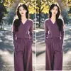 Elegante Conjunto de Tricô Roxo Estilo Sal Grosso Redutor de Idade para Mulheres, Conjunto Completo Casual Estiloso para Uso no Inverno Novo Modelo 2025
