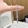 Pulseira Estrela Cadente Cintilante de Zircônia da Moda para Mulheres, Pulseira Raquete de Tênis, Sensação de Luxo Leve de Alta Qualidade, Empilhável com Fileira de Diamantes