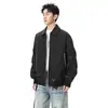 Jaqueta Bomber Cleanfit Preta Masculina Outono Bonita Gola Alta Jaqueta Americana High Street Curta Uniforme de Baseball