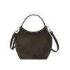 Bolsa de camurça estilo balde com design de nicho coreano para mulheres, nova coleção outono/inverno 2026, bolsa de ombro/transversal de alta qualidade