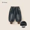 Pantalones Largos de Invierno de Moda para Niños Pantalones de Linterna Calientes Pantalones Casuales para Niños Pantalones Jogger de Felpa Jeans para Niños