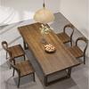 Mesa de comedor y silla de madera maciza para casa de familia, combinación de sala de estar, mesa de comedor para varias personas, mesa larga nórdica de troncos, mesa de comedor de madera maciza con silla