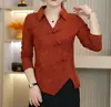 Estilo Chinês Outono e Inverno Nova Camisa Jacquard Elegante com Botões e Forro de Lã Manga Longa Slim-Fit Top Térmico