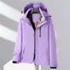 Chaqueta Cálida para Pareja al Aire Libre con Gorro Desmontable Impermeable Cortavientos Traje de Montañismo para Adolescente Parte Superior de una Sola Capa