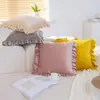 Almofada de babados com enchimento, bestseller transfronteiriço, almofada de sofá de veludo, almofada decorativa de cabeceira para sala de estar, removível e lavável