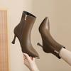 Úsalo por mucho tiempo sin cansarte, Aspecto adelgazante, Nuevo estilo Otoño e Invierno Punta Fina Tacón de Aguja Tacones Altos, Piel Suave Tacón Bajo Botines Cortos, Botines, Tacones Medios para Mujer