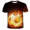 2026 Nueva Camiseta de Manga Corta con Estampado 3D de Patrón de Fútbol Iridiscente Suelta para Hombres y Niños Nueva Moda Camiseta Corta