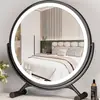 Espejo de Maquillaje LED de Escritorio con Luces para Uso en Casa, Espejo Inteligente para Tocador de Habitación de Niñas, Espejo de Mesa Giratorio