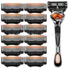 Navaja de afeitar manual al por mayor transfronteriza con 5 cuchillas, maquinilla de afeitar para hombre, soporte manual de cinco capas de cuchillas de estilo antiguo