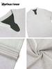 Camiseta de manga corta con cuello en V, de tela bicolor, de marca de moda, nueva llegada de verano, de corte limpio, holgada, de alta gama, para hombres y mujeres.