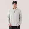 Sudadera con cremallera a la mitad texturizada estilo americano para hombre 2026, primavera y otoño, cuello alto, corte holgado, color liso, camiseta básica casual de manga larga
