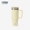 TYESO/2026 Nueva Taza Cerámica de Acero Inoxidable con Popote Plegable para Beber Directamente, Taza de Hielo Portátil de Doble Capa de Doble Uso
