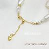 Cadena de extensión colgante ajustable retráctil de oro de 18k que preserva el color, porta perlas, cadena de cola con colgante de corazón de durazno, joyería DIY más cadena larga