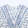 Aliexpress Atacado Transfronteiriço Estilo Europeu e Americano Design Moderno Vestido Decote V Estampado Linha Dourada 1821023
