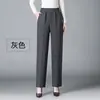 Calças Femininas para Primavera e Outono, Novas Calças Retas de Cintura Alta, Calças Cinzas Largas Casuais Plus Size para Mulheres de Meia-Idade e Idosas