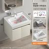 Lavabo de baño de acero inoxidable blanco leche con panal de abeja, lavabo integrado de cerámica, mueble de baño
