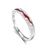 Anillos de Pareja de Plata S925 Juramento de Sangre de Amor para Hombres y Mujeres, Anillos de Nicho de Gama Alta de Resina Roja con Brillo Fino, Joyería al por Mayor
