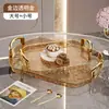Bandeja de Plástico Estilo Ins, Bandeja de Té Transparente de Lujo Ligero para el Hogar, Engrosada para Comedor, Hotel, Bandeja de Gama Alta Comercial con Asa