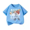 Camiseta de Manga Corta para Niños Verano Nuevo Béisbol Niño Niños Holgada Transpirable Algodón Trendy Niño Casual Top