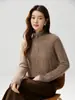 Suéter Feminino de Cashmere Outono Inverno Novo Estilo Versátil Malha Gola Lapela Retrô Trançado Solto Casual Estilo Preguiçoso