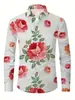 Camisa Casual para Hombre Cómoda Elástica en Cuatro Direcciones Estampado Floral 3D de Manga Larga Tendencia Europea y Americana Transfronteriza Amazon para Hombre