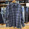 Camisa Xadrez de Algodão e Bambu Estilo Japonês para Homens e Mulheres, Camisa Casual de Manga Longa, Jaqueta C476026/480923