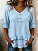 2026 Primavera/Verano Nueva Ropa de Mujer Transfronteriza Europea y Americana Tienda Independiente de Amazon Cuello en V con Volantes Dobladillo Irregular Manga Corta