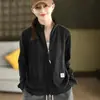 Nueva colección de otoño e invierno: sudadera de forro polar grueso de doble cara, holgada y a la moda, con cremallera de doble sentido, diseño de retazos y mangas largas