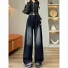 Calça Jeans Preta Wide Leg para Mulheres, Novo Estilo Verão 2025, Cintura Alta, Design Emagrecedor, Calça Reta Solta Fashion