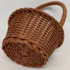 Exquisita cesta pequeña de bambú de ratán cesta portátil cesta de almacenamiento de ratán cesta tejida cesta para recoger para niños cesta de picnic cesta mini