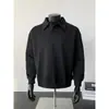 Sudadera gris oscuro con cuello para hombre, estilo primavera y otoño, camiseta base de manga larga de capa interior de alta gama, top retro americano con solapa
