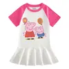 Vestido de Verão 2023 com Balão Leitão Manga Curta para Menina Bebê Algodão Elegante Saia Plissada de Princesa