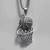 Colgante Personalizado de Aro de Baloncesto Collar Creativo de Hip-Hop Europeo y Americano Comercio Electrónico Transfronterizo Nueva Joyería Joyería Deportiva Fabricante