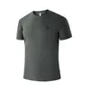 Camiseta fina de manga curta com toque gelado para homens, corte solto, sem costura, tamanho grande, respirável, secagem rápida, top esportivo
