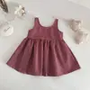 Camiseta de malha canelada com gola de babados de camada dupla, estilo INS, para bebês e crianças pequenas, vestido xadrez vermelho para bebês meninas