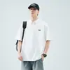 Camisa Polo para Hombre Manga Corta Verano Marca de Moda Solapa Negra Holgada 2026 Estilo Nuevo Camisa de Manga Tres Cuartos Top para Hombre