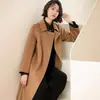 Fábrica de vestuário feminino atacado 2026 outono e inverno novo estilo lapela longo casaco de cashmere dupla face jaqueta de lã mista para mulheres