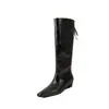 Botas Altas de Cuero con Patrón de Piedra Debajo de la Rodilla, Nuevo Estilo Botas de Montar para Mujer de Piel Genuina con Punta Cuadrada y Tacón Oculto, Estilo Europeo y Americano de Moda