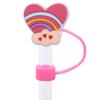 Nueva Tapa Creativa de Paja con Forma de Corazón de Dibujos Animados Cubierta Decorativa de Paja de Goma Suave de PVC a Prueba de Polvo Comercio Electrónico Transfronterizo en Stock