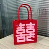 Bolso Festivo de Fieltro Rojo con Palabras Felices, Bolso de Fieltro Personalizado, Bolsa de Fieltro, Bolsa de Regalo Doble Felicidad, Personalizado