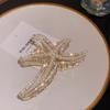 Elegante exquisita horquilla de estrella de mar francesa para mujer, clip trasero de pedrería y perlas, clip grande tipo tiburón de nicho de alta gama