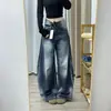 Jeans Holgados de Pierna Ancha Inspirados en lo Vintage para Mujeres Petites, de Cintura Alta, Adelgazantes, con un Diseño Único y Corte Largo hasta el Suelo
