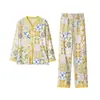 Pijama para Mujer 2025 Nuevo Estilo Invierno Conjunto de Manga Larga y Pantalón Largo, Adecuado para Usar Afuera, Ropa de Casa Ligera para Primavera y Otoño, Fabricante Mayorista