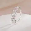 Anillo Artístico Hueco de Tres Mariposas Bailando, Estilo Princesa, Atmósfera Dulce y Fresca, Anillo de Mariposa con Circonita Rosa para el Dedo Índice