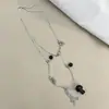 Collar de Ágata Negra Apilado de Doble Capa Yiwu Sa Bao para Mujer, Cadena para Clavícula de Diseño de Nicho, Gargantilla de Champiñón Versátil y Elegante